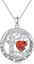 wholesale TOUPOP Valenitnes Day Gifts, Tree Of Life Birthstone Necklaces For Women, White Gold Gold Plated 925 Sterling Silver Celtic Jewelry Austrian Crystal Pendant Necklace, Anniversary Wedding Jewelry Irish Birthday Gifts -0-0