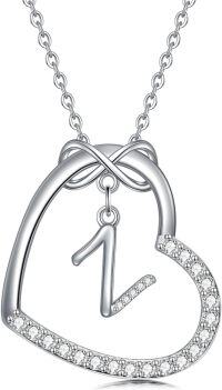 wholesale Sterling Silver Heart Initial Necklace Infinity A Z Letter Necklaces for Women-Z