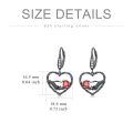 wholesale 925 Sterling Silver Blackened Skeleton Hand with Red Crystal Heart Gothic Drop Earrings Gift for Her-0-2