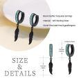 wholesale 925 Sterling Silver Blue Stone Feather Huggie Hoop Dangle Earrings-0-2