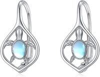 wholesale 925 Sterling Silver Moonstone Turtle Drop Earrings-02-Turtle Moonstone