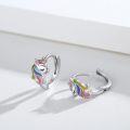 wholesale 925 Sterling Silver Unicorn Huggie Hoop Earrings for Women Colorful Enamel Animal Ear Cuff  Ideas-0-4
