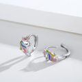 wholesale 925 Sterling Silver Unicorn Huggie Hoop Earrings for Women Colorful Enamel Animal Ear Cuff  Ideas-0-4