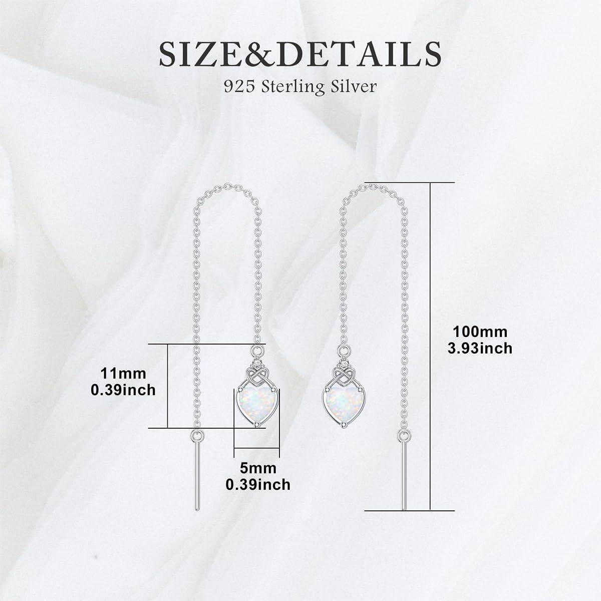 925 Sterling Silver Celtic Knot Heart Threader Earrings w 12 Birthstones-0-2