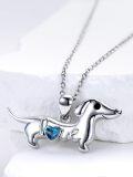 wholesale 925 Sterling Silver Dachshund Birthstone Necklace for Women Dog Lovers-0-2