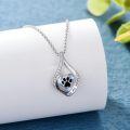 wholesale Sterling Silver & Moonstone Dog Paw Print Urn Necklace for Pet Ashes Memorial Jewelry-0-1