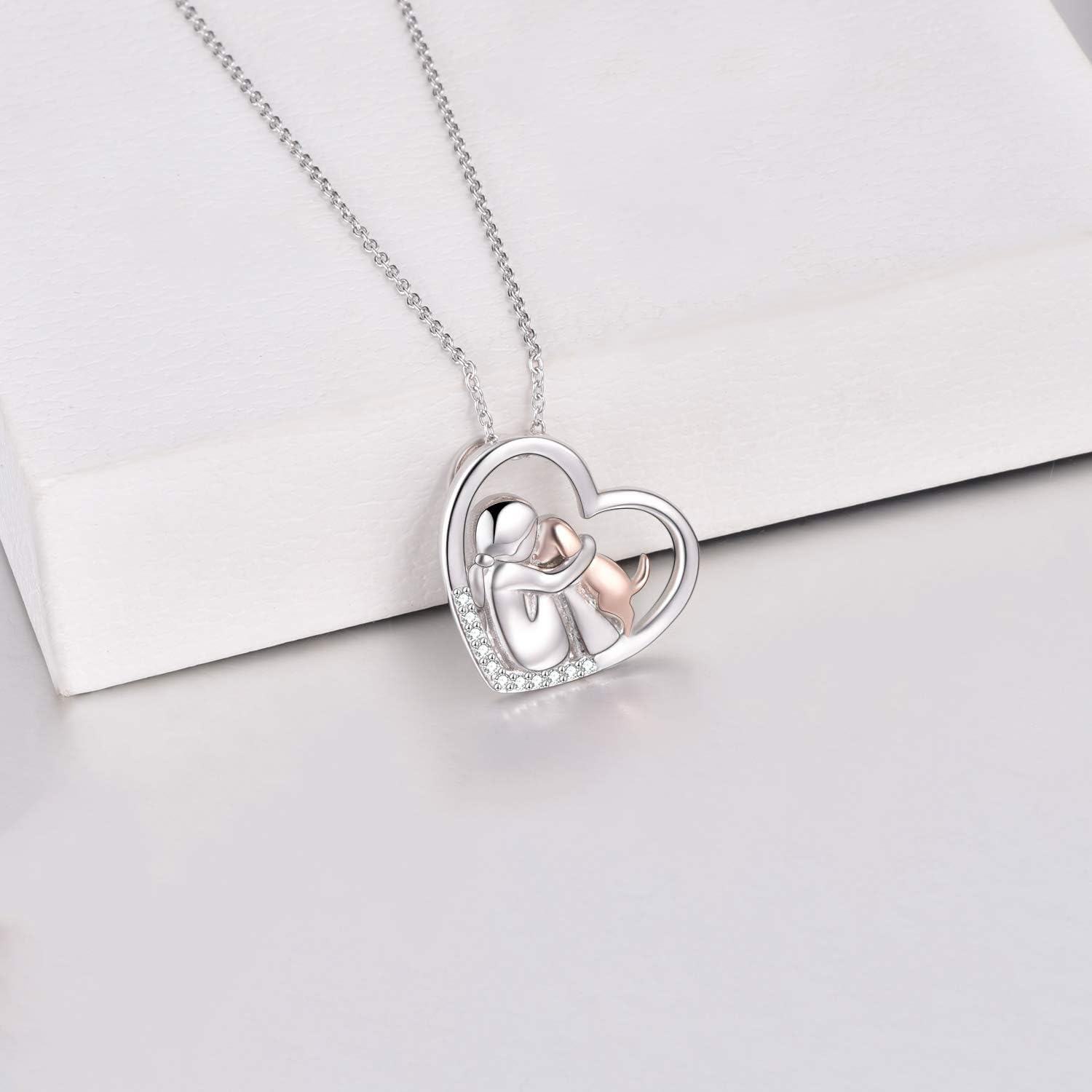 Sterling Silver Stone Memorial Dog Pendant Necklace for Women-0-4
