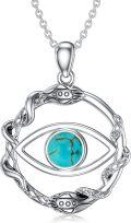 wholesale 925 Sterling Silver Snake & Turquoise Evil Eye Pendant Necklace for Women Protection s for Mom Wife Girlfriend-0-0