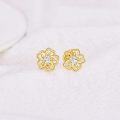 wholesale Yellow Gold Flower Shape 45cttw Moissanite Stud Earrings for Women and Girls-0-4