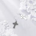 wholesale 925 Sterling Silver Celtic Cross Dangle Drop Earrings with Knotwork Design-0-4