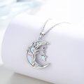 wholesale 925 Sterling Silver White Fire Opal Crescent Moon & Star Celtic Tree of Life Pendant Necklace for Women Sisters -0-1