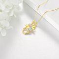 wholesale 925 Sterling Silver Plated Gold Honeycomb Bee Cubic Zirconia Pendant Necklace-0-1