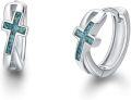 wholesale 925 Sterling Silver Cross Turquoise Hoop Earrings for Women Men Hypoallergenic s-0-0