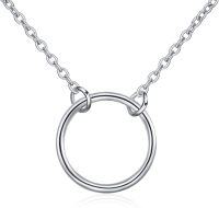 wholesale 925 Sterling Silver Karma Stone Double Circle Pendant Necklaces for Women  Ideas-18inch-necklace