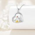 wholesale 925 Sterling Silver Heart-Shaped Chicken Family Pendant Necklace with Gold Plated Chicks-0-2