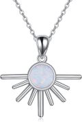 wholesale 925 Sterling Silver Opal Sun Pendant Necklace for Women, Moonstone Turquoise Larimar Gemstone Options, Hypoallergenic Gift-0-0