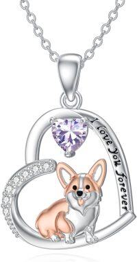 wholesale Sterling Silver Birthstone Dachshund Necklace Dog Lover Gift-2-06-June