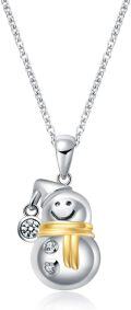 wholesale Hypoallergenic S925 Sterling Silver White Gold Plated White Crystal Snowman Pendant Necklace-0-0