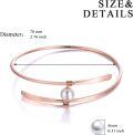 wholesale 925 Sterling Silver 925 & Rose Gold Freshwater Pearl Bangle Bracelet for Women Bridal Wedding Jewelry for Mom-0-3