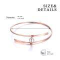 wholesale 925 Sterling Silver 925 & Rose Gold Freshwater Pearl Bangle Bracelet for Women Bridal Wedding Jewelry for Mom-0-3