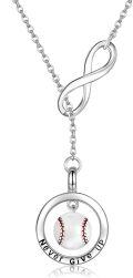 wholesale 925 Sterling Silver Infinity Baseball Locket Necklace for Women Girls Sports -0-0