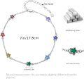 wholesale 925 Sterling Silver Star-Shaped Rainbow Crystal Ankle Anklets for Women - Birthday & Christmas Gift Ideas-0-1
