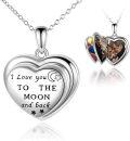 wholesale 925 Sterling Silver Heart Photo Frame I Love You To The Moon And Back Locket Necklace with Pendant for Women Girls s 43cm Chain Length (Silver)-0-0