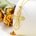 wholesale 14K Gold Diamond Accented Cross Pendant Necklace with Chain - Elegant  for Her-0-2