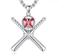 wholesale 925 Sterling Silver Baseball Bat & Ball Pendant Necklaces Sporty Gifts for Men Women-Baseball-1