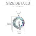 wholesale 925 Sterling Silver Cat on the Moon Pendant Necklace with Blue Circle Crystal Celtic s for Women-0-10
