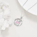 wholesale 925 Sterling Silver Cute Bear Pendant Necklace With Pink Scarf And Heart Charm-0-4