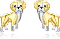 wholesale 925 Sterling Silver Gold Plated Puppy Stud Earrings for Women Dog Lover Gift-Boxer