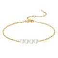 wholesale 14k Gold Five Pearl Dainty Adjustable Chain Bracelet For Women-0-1