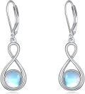 wholesale 925 Sterling Silver Infinity Moonstone Drop Earrings with Leverbacks-0-0