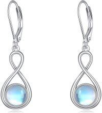 wholesale 925 Sterling Silver Infinity Moonstone Drop Earrings with Leverbacks-I-Infinity Moonstone