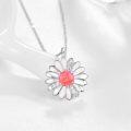 wholesale 925 Sterling Silver & Opal Daisy Flower Necklace with Cubic Zirconia, 18+2 Chain, 4.9g-0-2