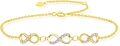 wholesale 10K Gold Infinity Link Chain Anklet with Cubic Zirconia Stones for Women (Length: Adjustable)-0-5