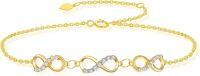 wholesale 10K Gold Infinity Link Chain Anklet with Cubic Zirconia Stones for Women (Length: Adjustable)-10K Yellow Gold