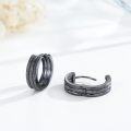 wholesale Black 925 Sterling Silver Hoop Earrings with Textured Finish - 3 Layers¸¸Ç×½ÚÀñÎï-0-1
