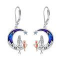 wholesale 925 Sterling Silver Moon Earrings Wholesale With Girl Cat Design-0-0