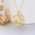 wholesale 14K Gold Lotus Heart Shape Diamond Pendant Necklace for Women 18 Inches-0-3