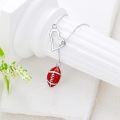 wholesale 925 Sterling Silver Heart & Red Enamel Football Lariat Necklace Sports Jewelry for Women-0-2
