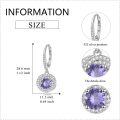 wholesale 925 Sterling Silver Round Tanzanite Halo Leverback Drop Earrings Gemstone s for Her-0-4
