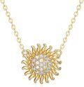wholesale 14K Gold Diamond Sunflower Heart Pendant Necklace - You Are My Sunshine Gift-0-0