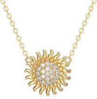 wholesale 14K Gold Moissanite Sunflower Pendant Necklace - You Are My Sunshine Gift-Sunflower