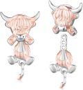wholesale 925 Sterling Silver Pink Highland Cow Dog Skeleton Stud Earrings Hypoallergenic Animal  for Women-0-0