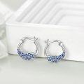 wholesale 925 Sterling Silver Blue Enamel Peacock Feather Huggie Hoop Earrings  for Women and Girls-0-2