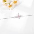 wholesale 925 Sterling Silver Pink Crystal Heart Butterfly Cross Bracelet for Women Girls-0-3