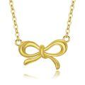 TOUPOP 14k Solid Gold & Crystal Bow Necklace For Women-0-0