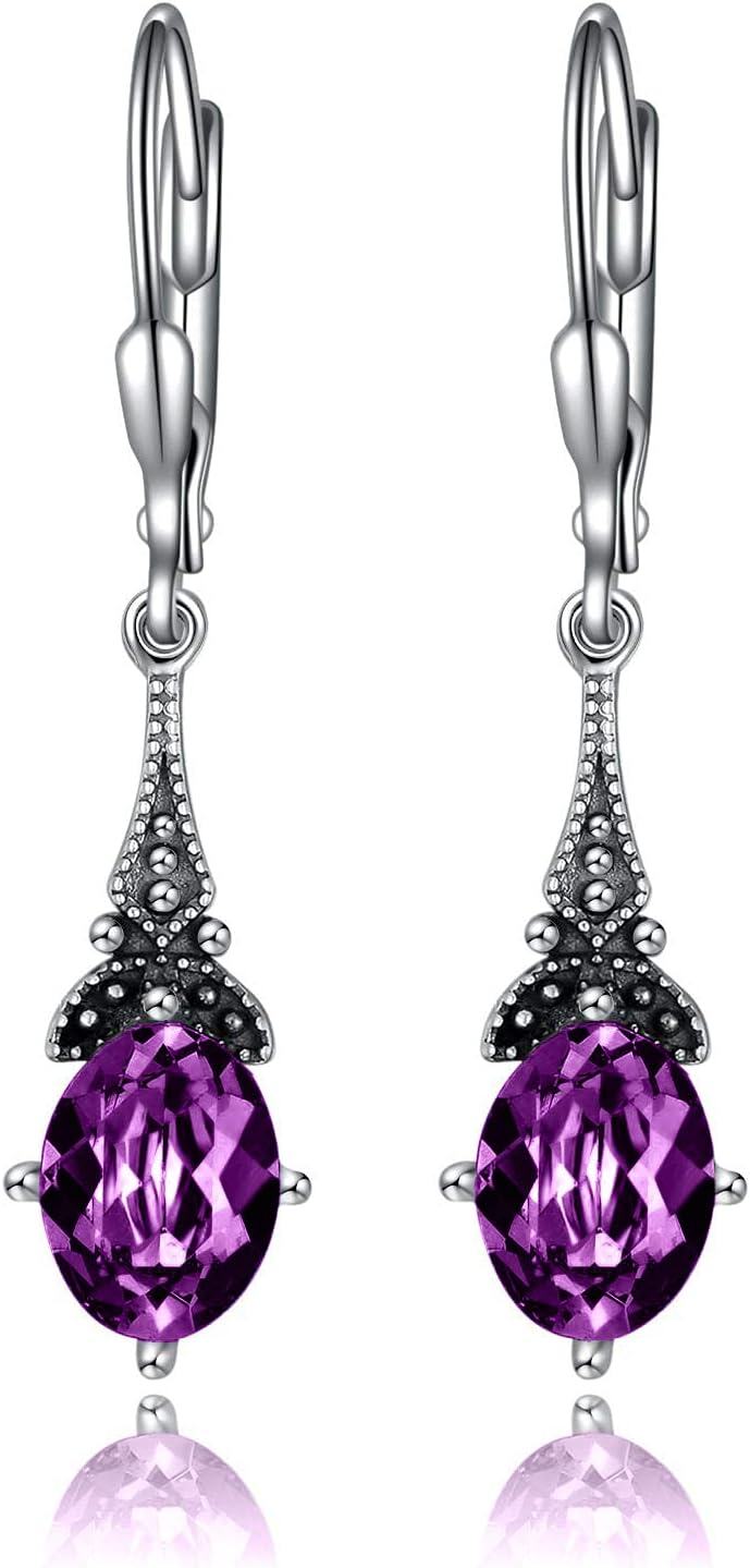 Sterling Silver Austrian Crystal Vintage Drop Dangle Leverback Earrings-0-0